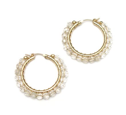 Divine Earrings - Clear Quartz- Gold Filled -Large Hoop