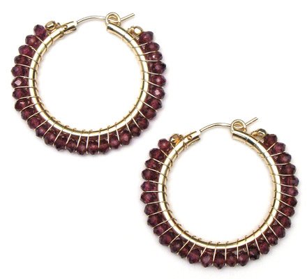 Divine Earrings - Red Garnet Large Hoop