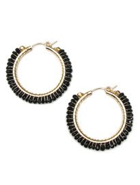 Divine Earrings - Black Garnet Large Hoop